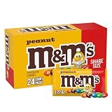 M&M’S Peanut Milk Chocolate Individually Wrapped Candy, Share Size Bulk Chocolate Candy for Movies, Party Favors, 78.48 Oz, 24 Ct