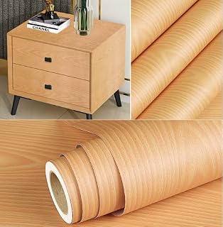 Large 3D Wood Effect Vinyl Self Adhesive Vinyl Wrap, 24in×10ft, Sticky Back Plastic Roll, Extra Thickness Waterproof Furniture Stickers Contact Paper for Furniture Worktops Door etc (#03 Burlywood)