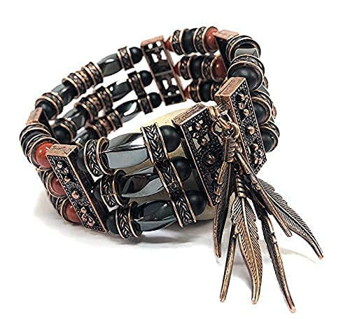 Native American Inspired Bracelet Beaded Bohemian Cuff Bracelets For Women Men Red Jasper And Black Onyx Jewelry #TOP1
