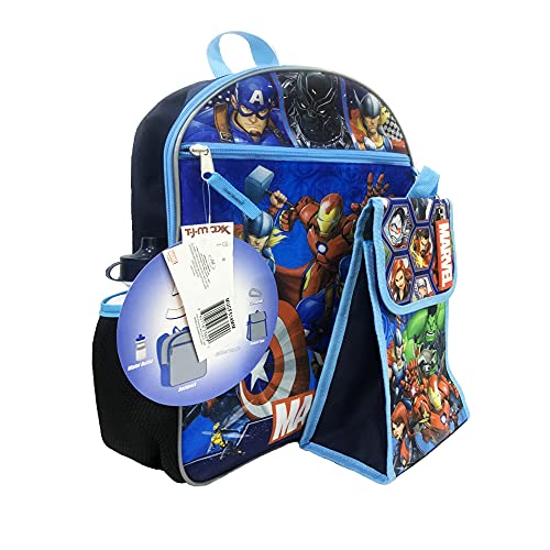 Marvel Backpack Set - 16" Kindergarten Elementary Boys Avengers bookbag with Organizational Pouch - Marvel Avengers Gift Backpack For Kids 4-82
