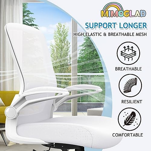 Mimoglad Ergonomic High Back Office Chair with Adjustable Lumbar Support and Thick Seat Cushion (Ivory White)