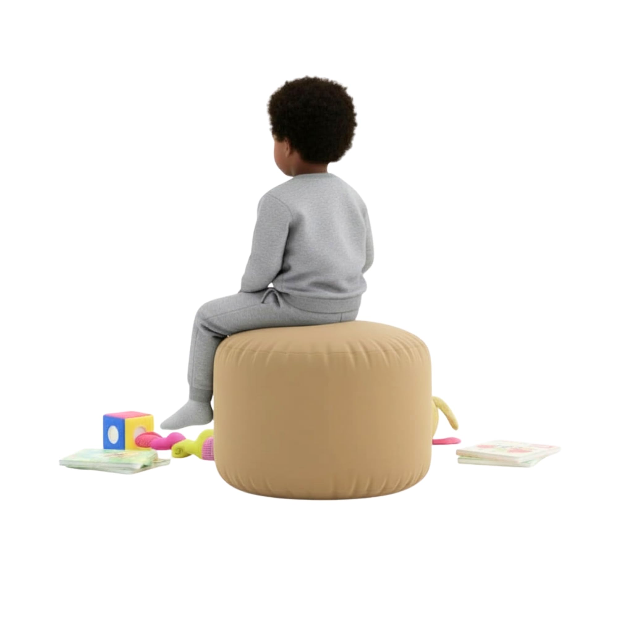 Kosiproducts Beanbag Ottoman Footstool Round Pouf Chair Pouffe Water Resistant 100% soft luxury Polyester (Beige 45x45x45)