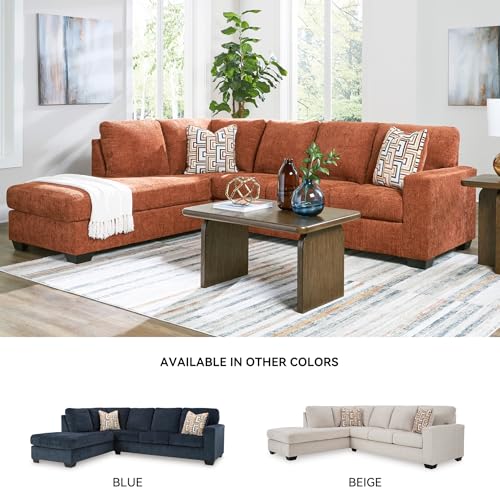 Image of Signature Design by Ashley Orange Sectional Couch with Chaise, Aviemore