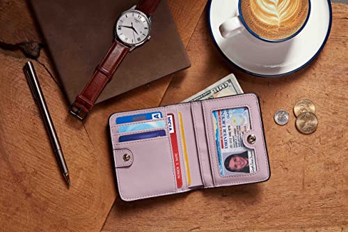 Image of Gostwo Small Wallet for Women, Slim Bifold Credit Card Holder, Compact RFID Blocking Cash Wallet, Billfolds Thin Leather Zipper Pocket, Mini Wallet Gift for Ladies Teen Girls Travel with ID Window