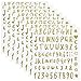 Autocollants Lettres à Paillettes, 8 Feuilles 640Pcs Alphabet Lettre et Autocollants de Nombre Adhesifs Autocollants Lettres et Chiffres pour Boîte aux Lettres Enfants Fenêtre Adresse Scrapbook (Or)