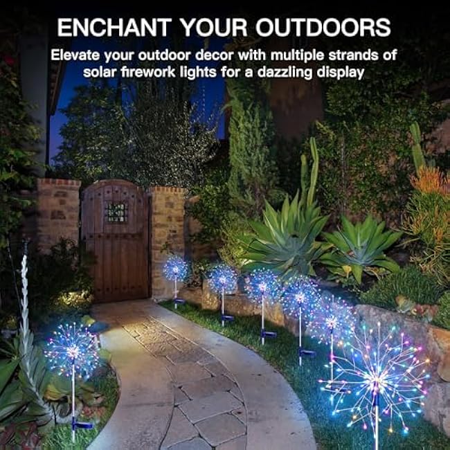 suddus Solar Garden Lights 2Pack Firework Lights Multicolor