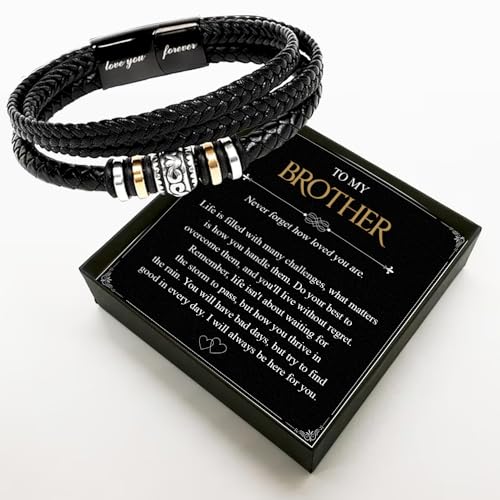 To My Brother Bracelet, Birthday Gifts For Brother Bracelet With Message Card And Box, Man Gifts From Mom And Dad, Inspirational Gift For Men On Birthday Graduation Christmas Anniversary2