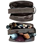 RUSTIC TOWN Full Grain Leather Travel Toiletry Bag - Cosmetic Ditty Kit Organizer (Dark Brown) - Image 4