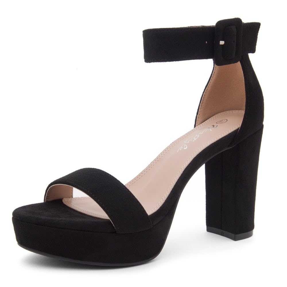 Herstyle Women’s Chunky Platform Heels – 4 Inch Block Heeled Sandals, Open Toe Dressy Strappy Heels with Ankle Strap for Wedding, Prom, Party &