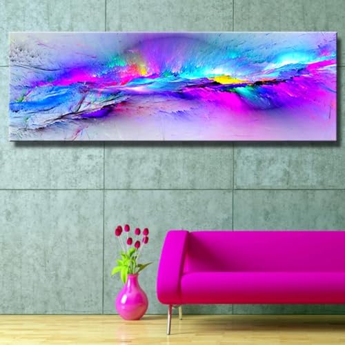 Peinture abstraite colorée en toile pour salon 50x150 cm
