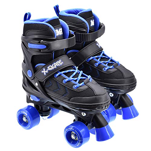 M.Y X-Skate Patines de 4 Ruedas Ajustables en Negro y Azul