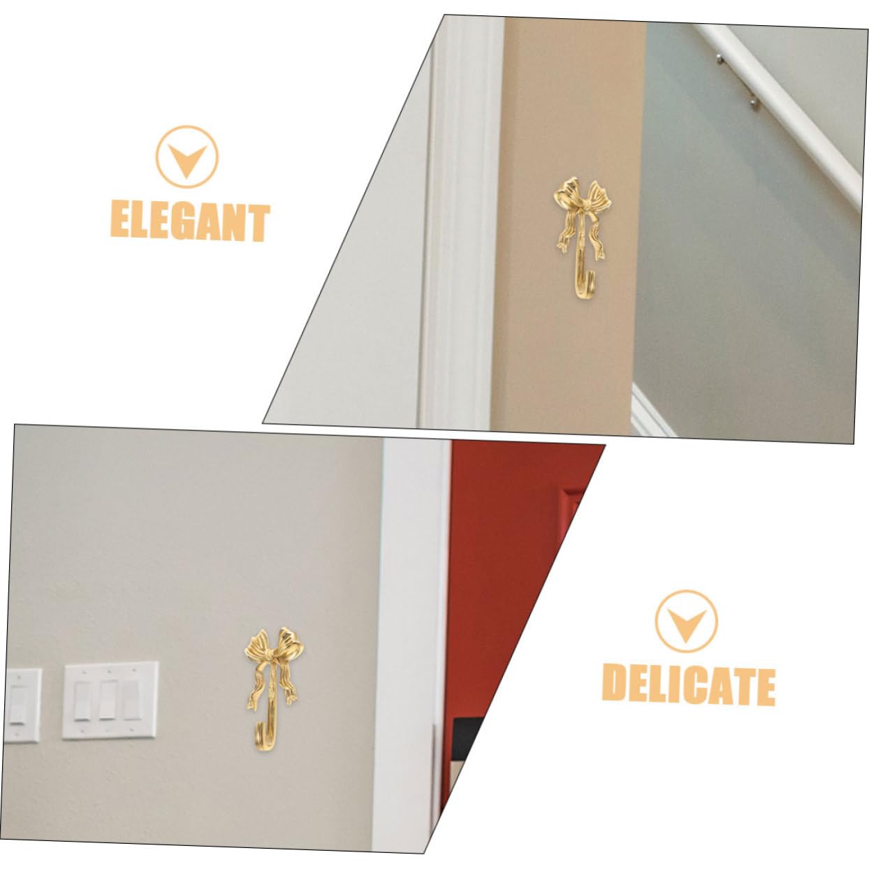 Ganchos de Pared de Latón Dorado Multifuncionales y Resistentes para Colgar Toallas y Ropa Diseño de Lazo, 2 Piezas en Dormitorio y Sala de Estar