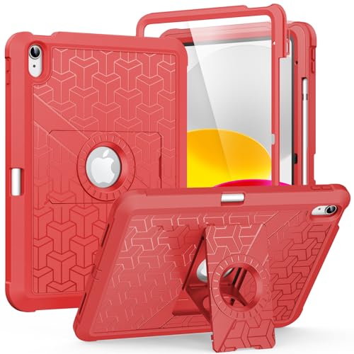 Étui iPad 10e génération MoKo rouge antichoc avec protège-écran et support