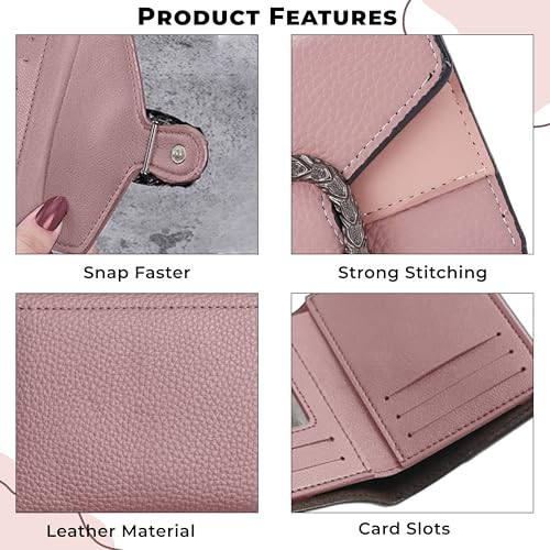 Image of Kraptick Women s Wallet Stylish Compact Purse Clutch with Card & Coin Holder Debit Card Organizer, Travel Wallet & Money Organizer for Women with 8 Card Slots (Pink & Brown) (Combo of 2)