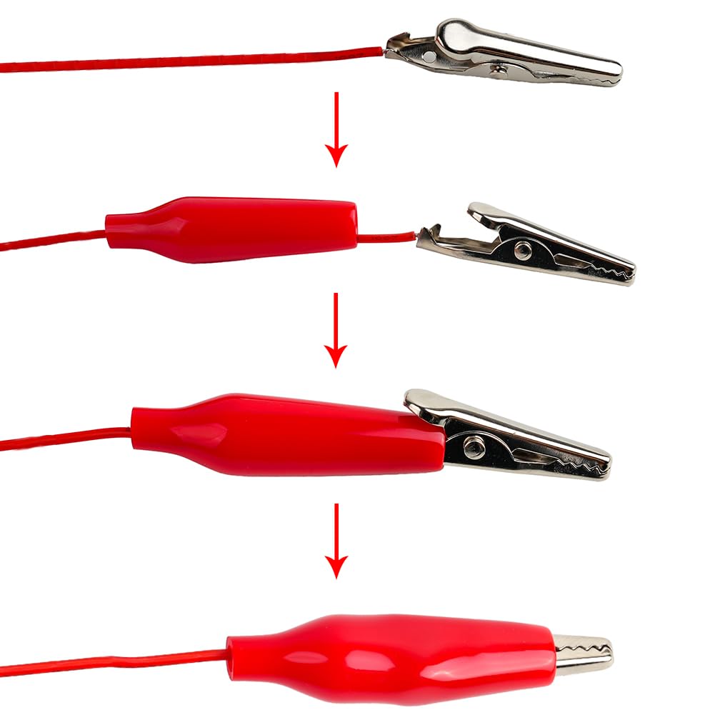 Noyito Cavo Di Prova USB Femmina-Maschio Con Clip A Coccodrillo, 18 AWG, 33 Cm, 5A, Rosso E Nero (2 Pezzi)