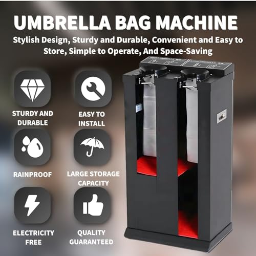 Distributeur Automatique de Sacs pour parapluies, Emballage Professionnel de parapluies humides avec 200 Sacs, Support métallique pour Une Utilisation en intérieur, Conception Facile d'accès