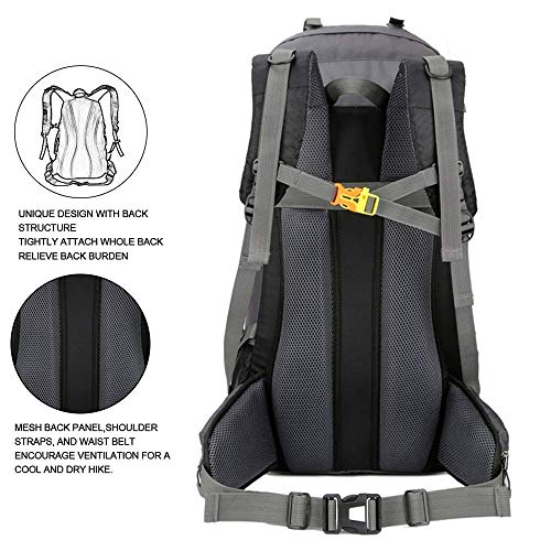 Bseash 60L Waterproof Lightweight Hiking Backpack With Rain Cover,Outdoor Sport Travel Daypack For Climbing Camping Touring (Black) #TOP7