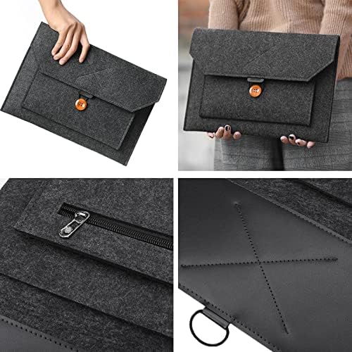 13-13.3 Laptop Sleeve Bag, Felt Laptop Sleeve with Extra Small Storage Pouch Bag Ultra Light Slim Notebook Felt Bag Computer Case Cover Briefcase - Dark Grey
