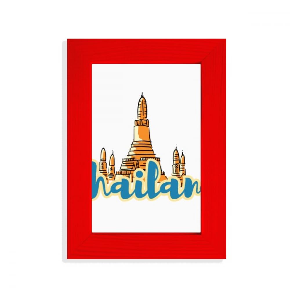 Cadre photo rouge Thaïlande Wat Haw Pha Kaew en bois pour souvenir de voyage oriental