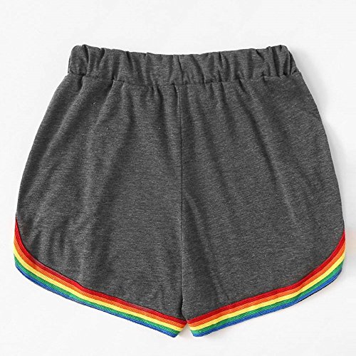 Shakumy Women Rainbow Elastic Waist Workout Yoga Shorts Casual Summer Bowknot Plus Size Running Athletic Shorts Hot Pants #TOP2