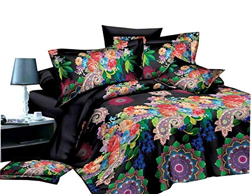 Super Soft Non Iron 3D Printed Duvet Cover Set Single Bed Include Duvet Cover + Fitted Sheet, Pillow Case - All Season 3 Piece Bedding Sets for Bedroom Decor - Black 286