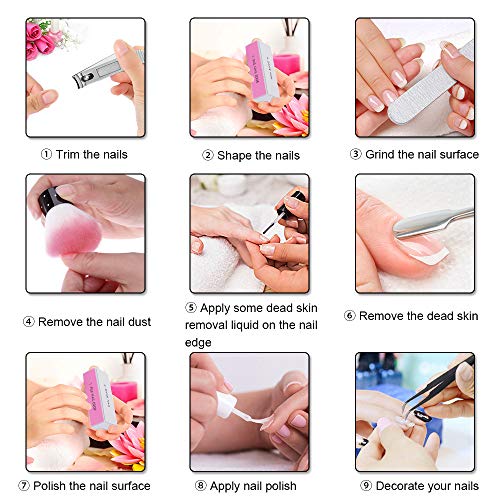 Tomshin Kit de ferramentas para remoção de gel de esmalte 7 em 1 com escova de unha Lixas de lixa Pi