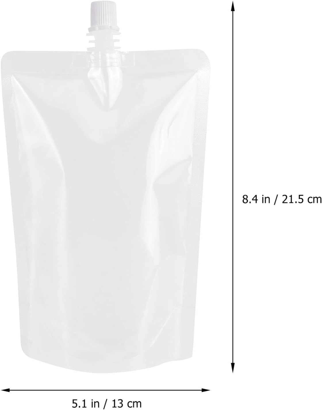 DOITOOL 50 Pcs 500Ml Transparent Plastic Beverage Flasks with Spout Seal Bags for Juice Soy Milk Liquid Packaging Portable Stand up Pouches with Screw Cap