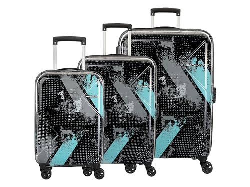 Image of Kamiliant by American Tourister ATHER | Printed Trolley Bag Set of 3 (55+68+79 cms) for Travel|Hard Case Polypropylene (PP) Suitcase|360 8-Wheel Spinner Luggage Trolley|Combination Lock | Black