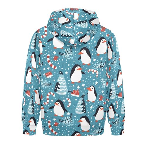 Kids Hoodies Sweaters Christmas Xmas Penguin Hooded Sweatshirts with Big Pockets for Boys Girls B04004312