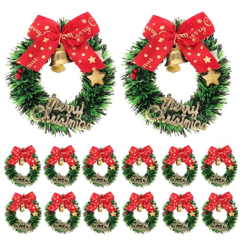 Alipis 16 Miniatur-Weihnachtskränze – winzige 6,5 cm große...