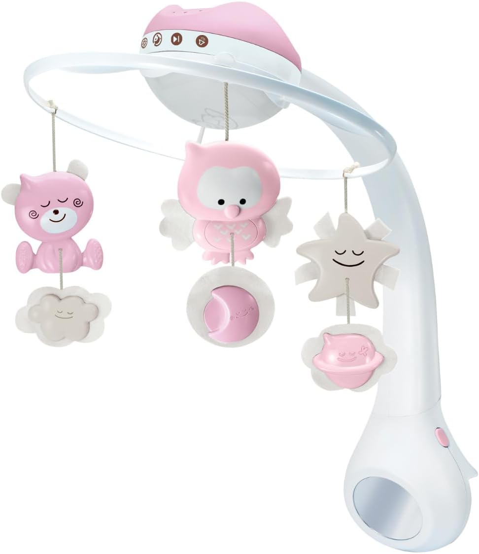 Infantino Baby 3 In 1 Projector Musical Mobile Projector|Child Sleeping Aids|Night Light With Music|Stroller Toys & Accessories| (Pink)