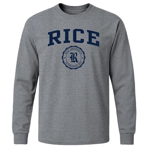 Barnesmith Rice University Owls Long Sleeve Adult Unisex T-Shirt, Heritage, Charcoal Grey, XX-Large
