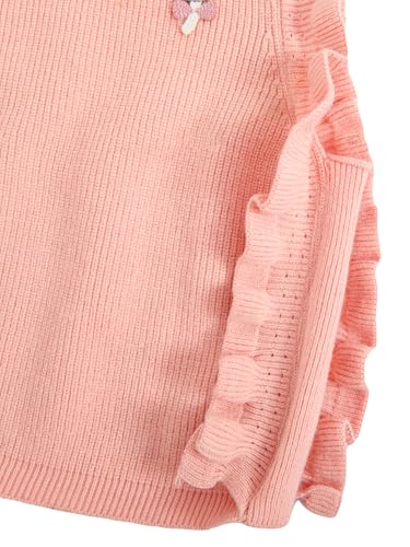 MakeMeChic Girl's Sleeveless Sweater Vest Round Neck Ruffle Trim Knitted Pullover Tops3