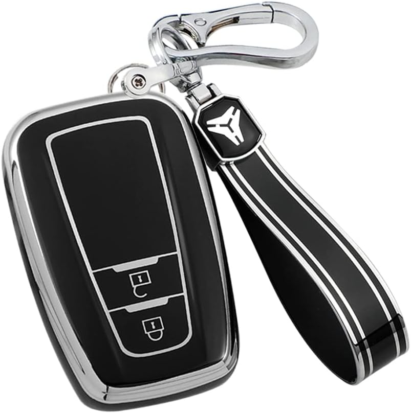 KUNIO Car Key Fob Cover Case Fit for Toyota Corolla Camry C-HR Key Protective Cover Keychain TPU Key Holder 2 Buttons