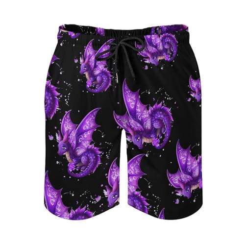 Dragon Magical Purple Men's Swim Trunks Lightweight Bathing Suit Board Shorts Hawaiian Beach Swimwear4