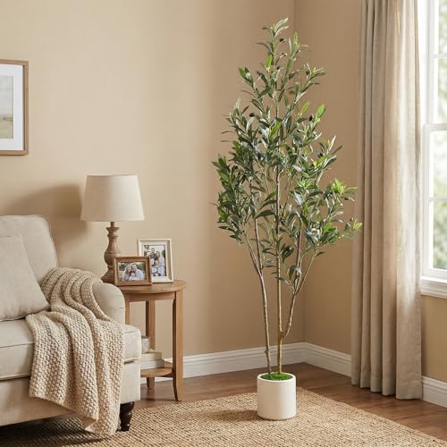 Alupssuc 5ft Olive Trees Artificial Indoor & Outdoor, Faux Olive Tree with Lively Artificial Trunk and Lifelike Fruits, Fake Potted Tree for Modern Home Office Living Room Decor by Alupssuc - Image 8
