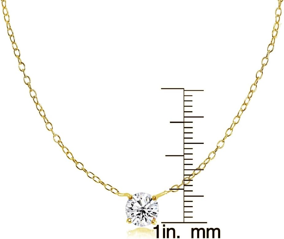Gold Flash Sterling Silver Small Solitaire Genuine, Created or Simulated Gemstone Birthstone Choker Necklace