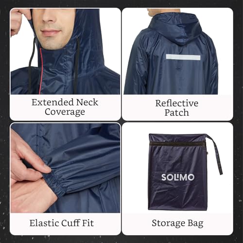 Image of Amazon Brand - Solimo Men's Polyester Water Resistant Casual Style Rain Coat