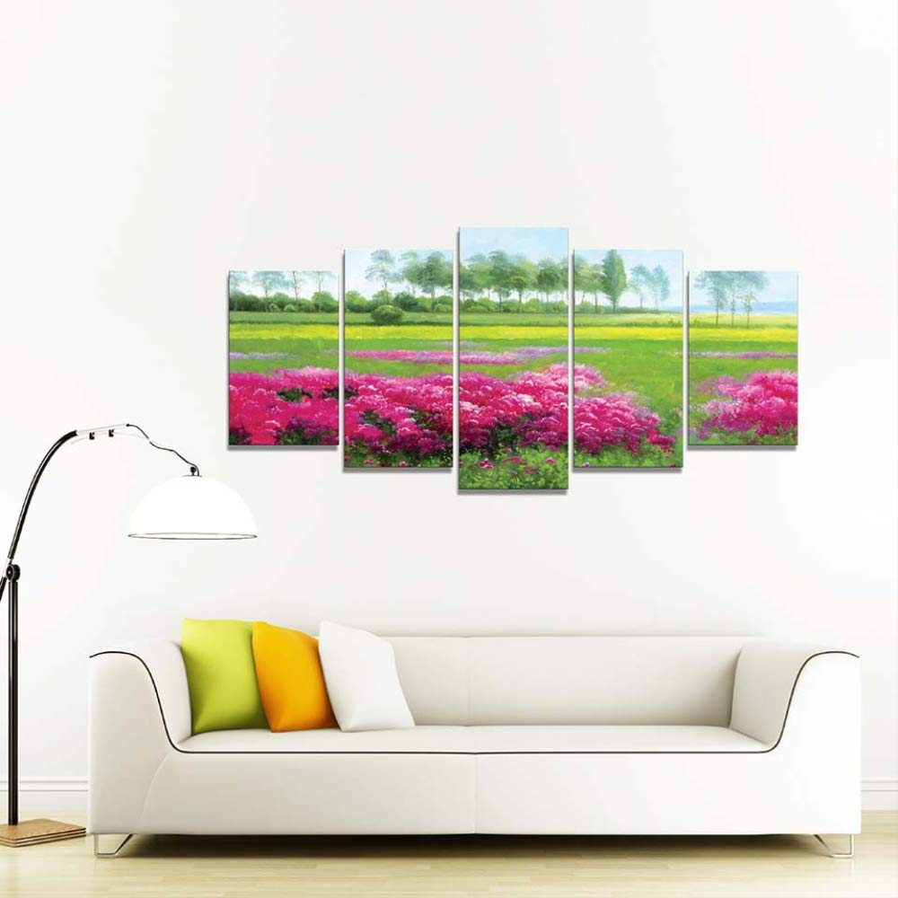 Toile mur art photo jardin paysage de 5 panneaux déco pour maison restaurant