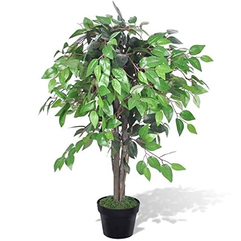 CHAHO Sztuczny ficus z doniczką 90 cm, sztuczna roślina do domu, ogrodu, biura, sklepu, dekoracji, do mieszkania lub biura
