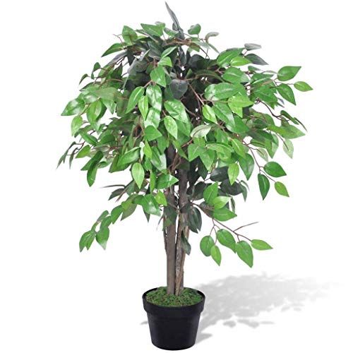 CHAHO Sztuczny ficus z doniczką 90 cm, sztuczna roślina do domu, ogrodu, biura, sklepu, dekoracji, do mieszkania lub biura
