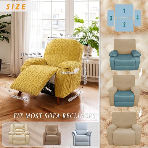 Image of JOKIVTOU Recliner Chair Covers 4-Pieces Reclining Chair Slipcovers with Pocket& Elastic Bottom, Soft Feel Fitted Lazy Boy Sofa Couch Cover Washable, Stretch Recliner Furniture Protector