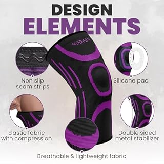NeDKeN Tutore Ginocchio – Ginocchiera Sportiva Elastica per Menisco Lesionato e Legamenti – Supporto Ortopedico, Fascia a Compressione per Stabilità, Protezione e Recupero (Viola, L)