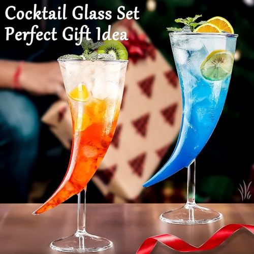Image of Melbify Horn Shaped Beer Glasses | Set of 2 | 350 ml | Curved Beer Glass | Large | Big | Unique| Exclusive| Horn Beer Glass Super Tall