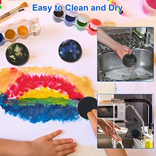 Paint Sponge Applicator 3Pcs, Boyistar Black Detail Painting Sponge Double-Side Art Craft Round Sponge For Car Waxing, Wall Repairing Kitchen Cleaning Sponges With Storage Mesh Bag (Black) #TOP2