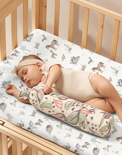 Image of Pack and Play Sheets 2 Pack, Fitted Jersey Knit Mini Crib Sheets for Baby Boys and Girls, Compatible with Graco Pack N Play and Mini Crib Mattress (Little Farm, Pack N Play /Mini Crib Sheets)