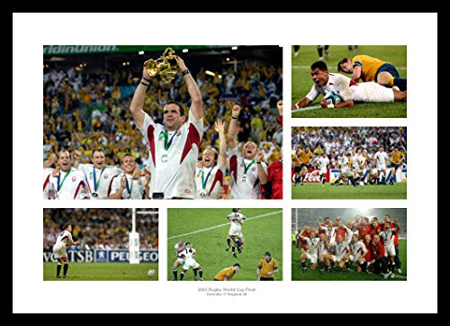 Framed England Rugby Team 2003 World Cup Final Photo Memorabilia