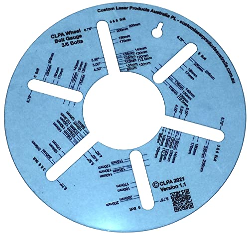 Image of 3 and 6 Stud Wheel Bolt Pattern Gauge, Metric and Imperial | Australian Designed and Made; Clear Plastic; All Common 3-Lug and 6-Lug Wheel Patterns; Wheel Fitment Tool