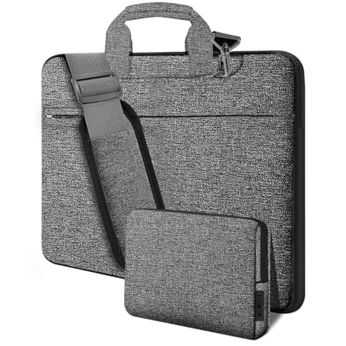 Bolso bandolera para portátil de 17 pulgadas maletín gris oscuro con múltiples bolsillos HSEOK