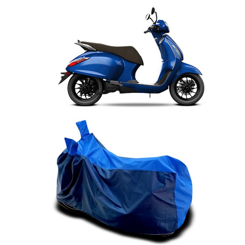 Image of DUFFEL-Two Wheeler Bike Body Cover Compatible for Bajaj New Chetak Heat Protectio /UV-Rays /Birds Dropping /DustProof /Waterproof All Variants [Nevay Blue]